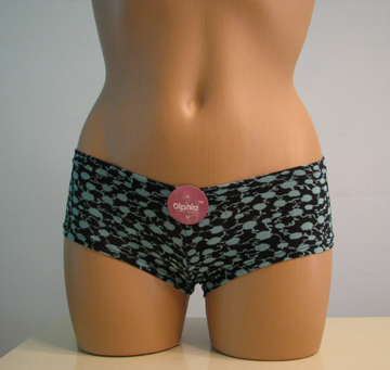 Front view of blue and black boy shorts