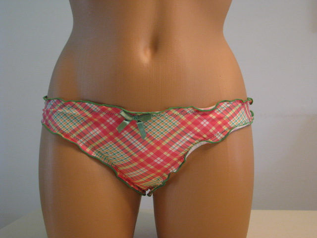 Green pink yellow white plaid panties.