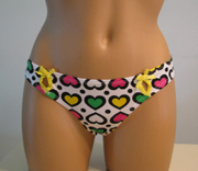 Green pink and yellow hearts panties.