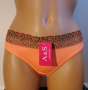 Orange Panty with leopard print trim