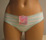 Aqua and white striped panties.